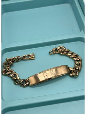 Vintage Speidel Initial Bracelet Etched G.R. & Love G'Lee Inside Gold Tone